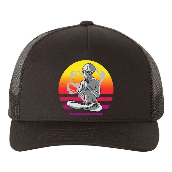 Alien Meditating Alien Yoga Meditationn Namaste Yoga Zen Ufo Yupoong Adult 5-Panel Trucker Hat