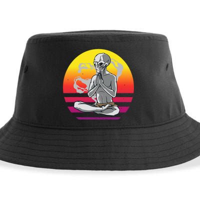 Alien Meditating Alien Yoga Meditationn Namaste Yoga Zen Ufo Sustainable Bucket Hat