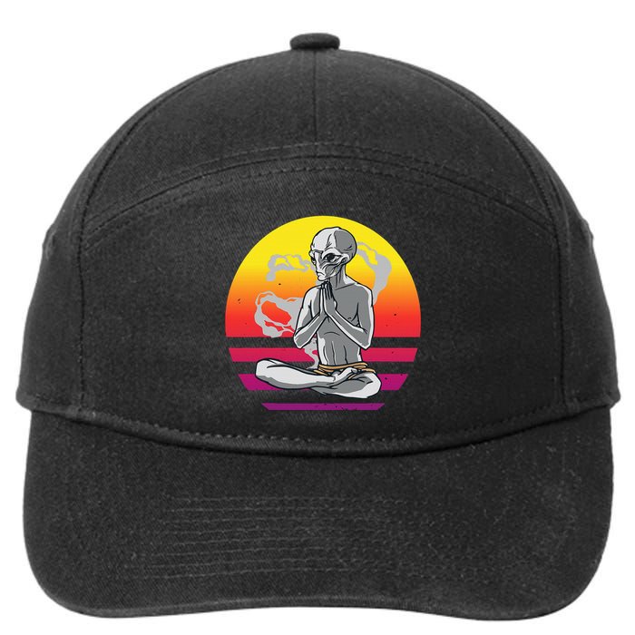 Alien Meditating Alien Yoga Meditationn Namaste Yoga Zen Ufo 7-Panel Snapback Hat