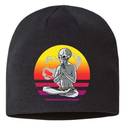 Alien Meditating Alien Yoga Meditationn Namaste Yoga Zen Ufo Sustainable Beanie