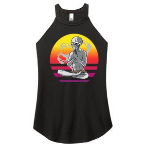 Alien Meditating Alien Yoga Meditationn Namaste Yoga Zen Ufo Women’s Perfect Tri Rocker Tank