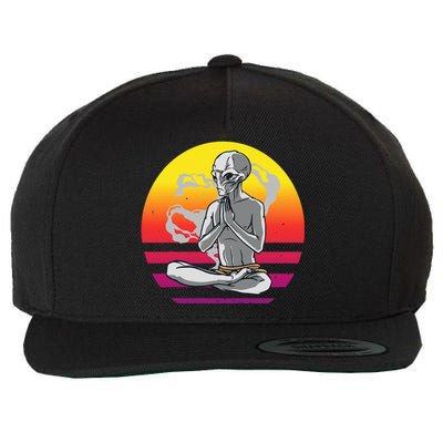 Alien Meditating Alien Yoga Meditationn Namaste Yoga Zen Ufo Wool Snapback Cap