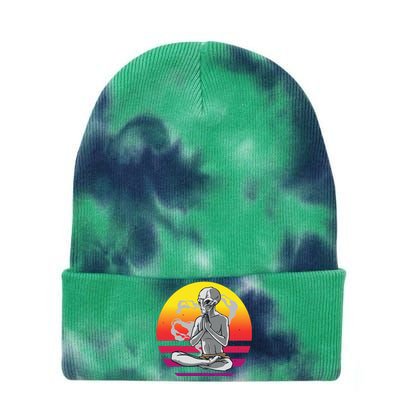 Alien Meditating Alien Yoga Meditationn Namaste Yoga Zen Ufo Tie Dye 12in Knit Beanie