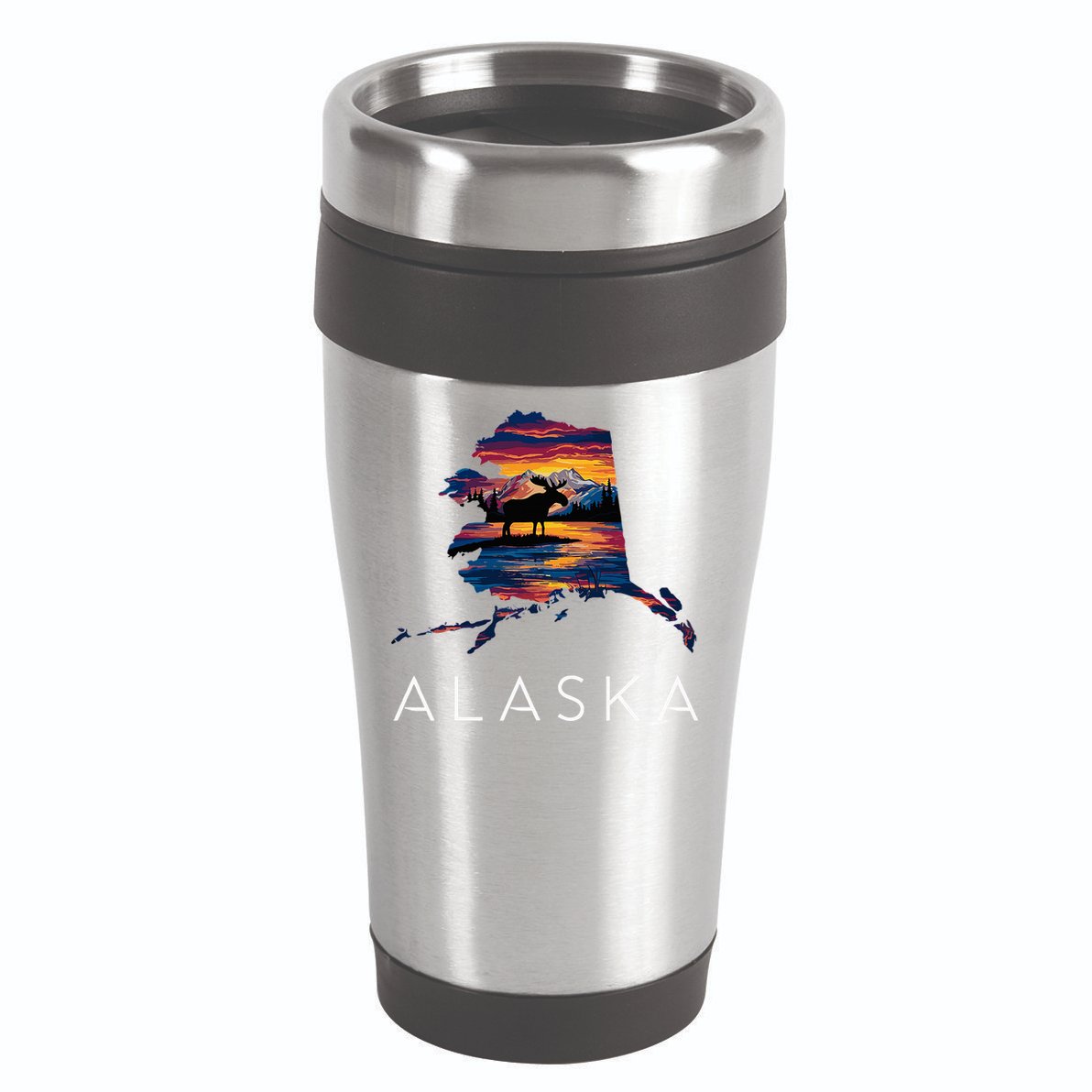 Alaskan Moose Animal Alaska Map 16oz Travel Tumbler