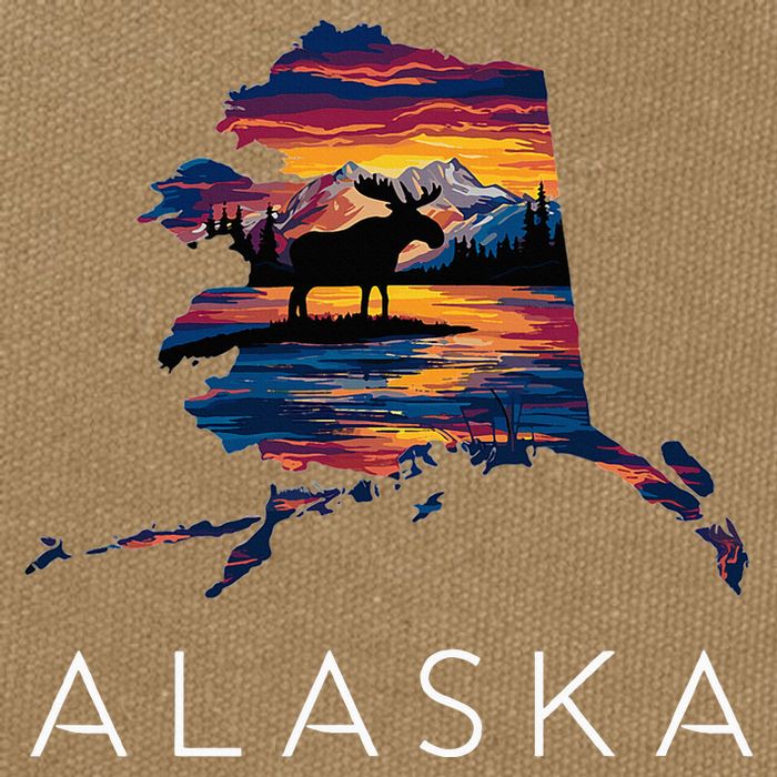 Alaskan Moose Animal Alaska Map Cotton Canvas Backpack