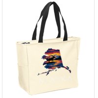 Alaskan Moose Animal Alaska Map Zip Tote Bag