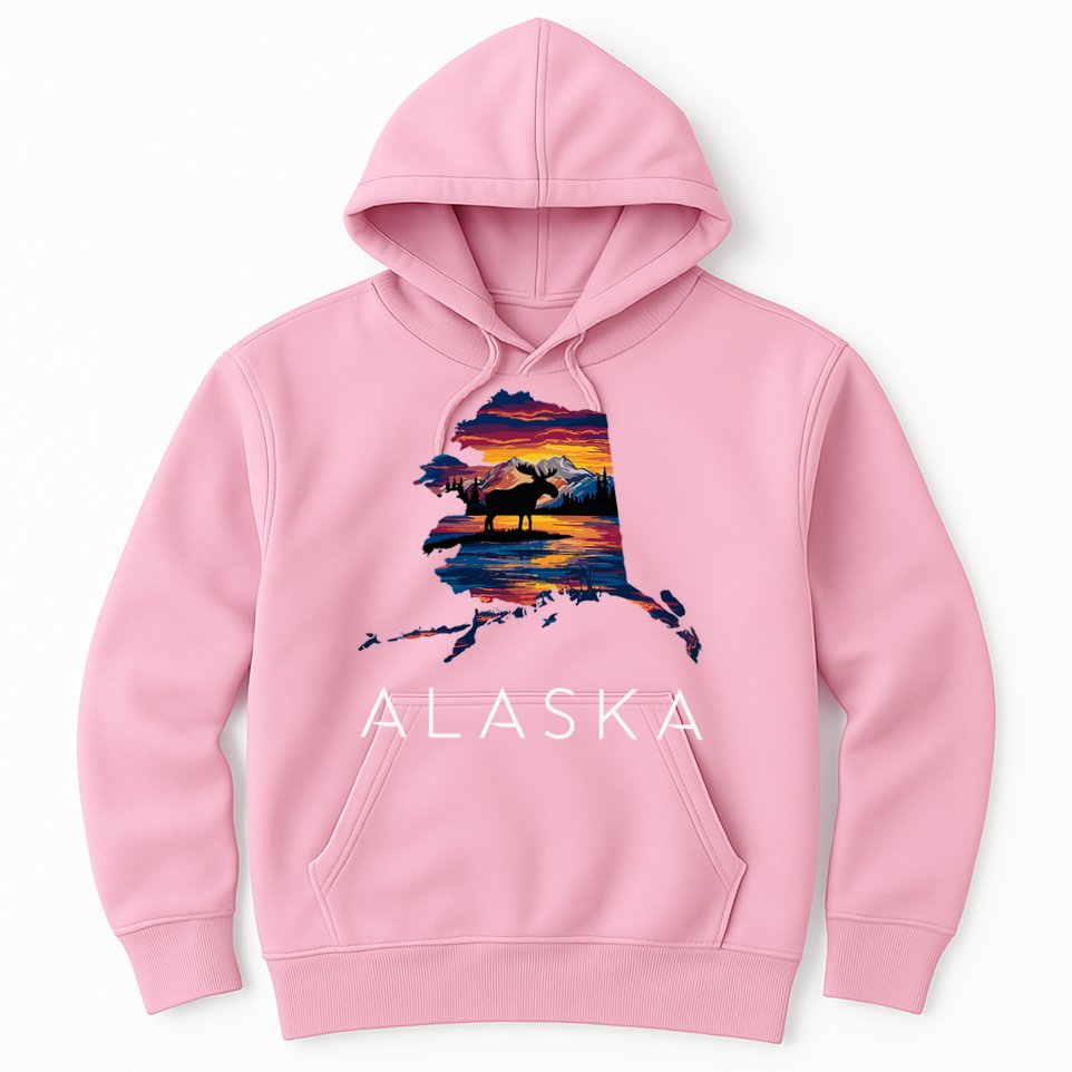 Alaskan Moose Animal Alaska Map Hoodie