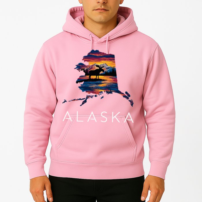 Alaskan Moose Animal Alaska Map Hoodie