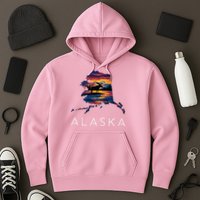 Alaskan Moose Animal Alaska Map Hoodie