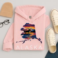 Alaskan Moose Animal Alaska Map Hoodie