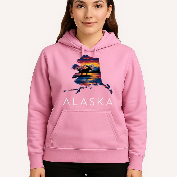 Alaskan Moose Animal Alaska Map Hoodie