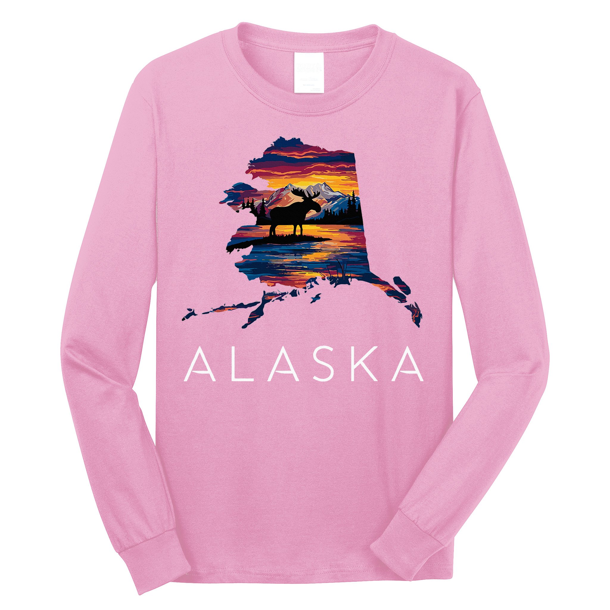 Alaskan Moose Animal Alaska Map Long Sleeve Shirt