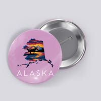 Alaskan Moose Animal Alaska Map Button