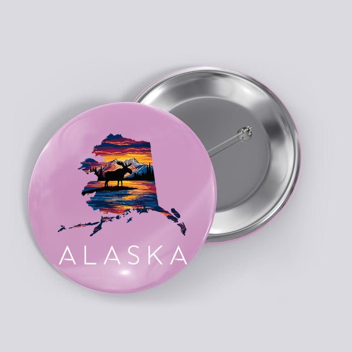 Alaskan Moose Animal Alaska Map Button