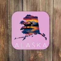 Alaskan Moose Animal Alaska Map Coaster