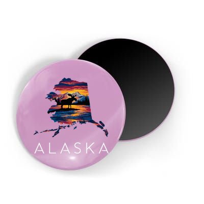 Alaskan Moose Animal Alaska Map Magnet