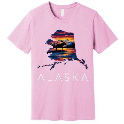 Alaskan Moose Animal Alaska Map Premium T-Shirt
