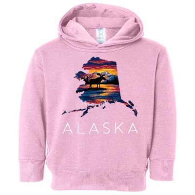 Alaskan Moose Animal Alaska Map Toddler Hoodie