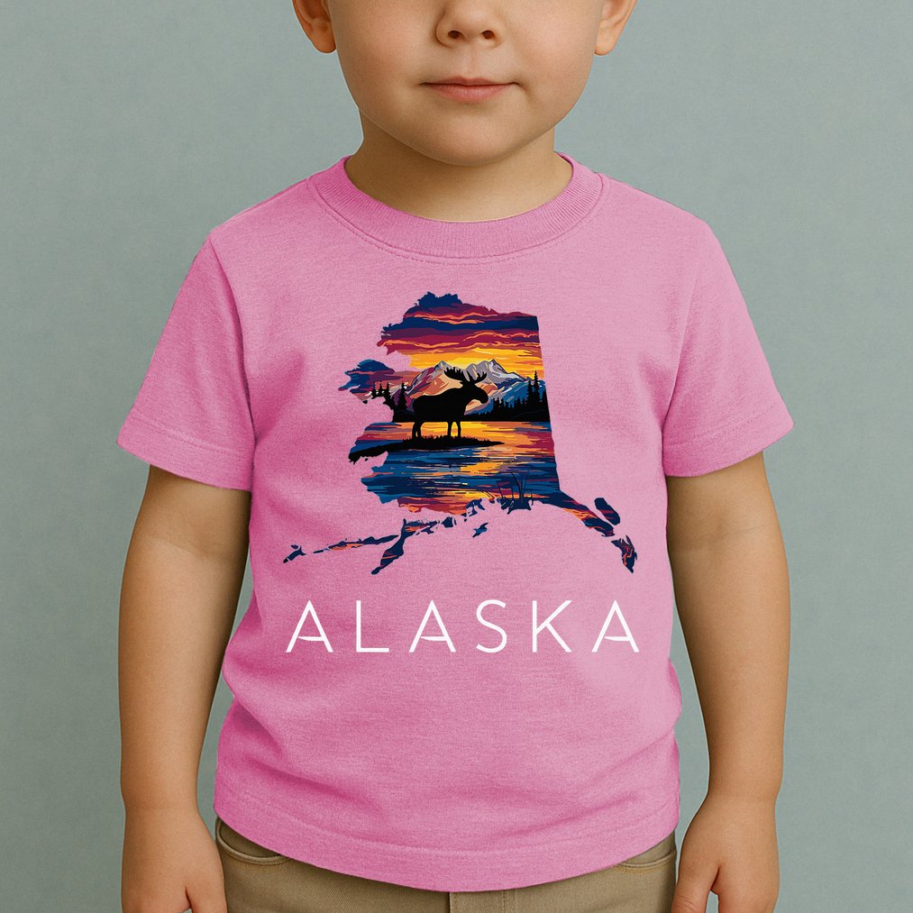 Alaskan Moose Animal Alaska Map Toddler T-Shirt