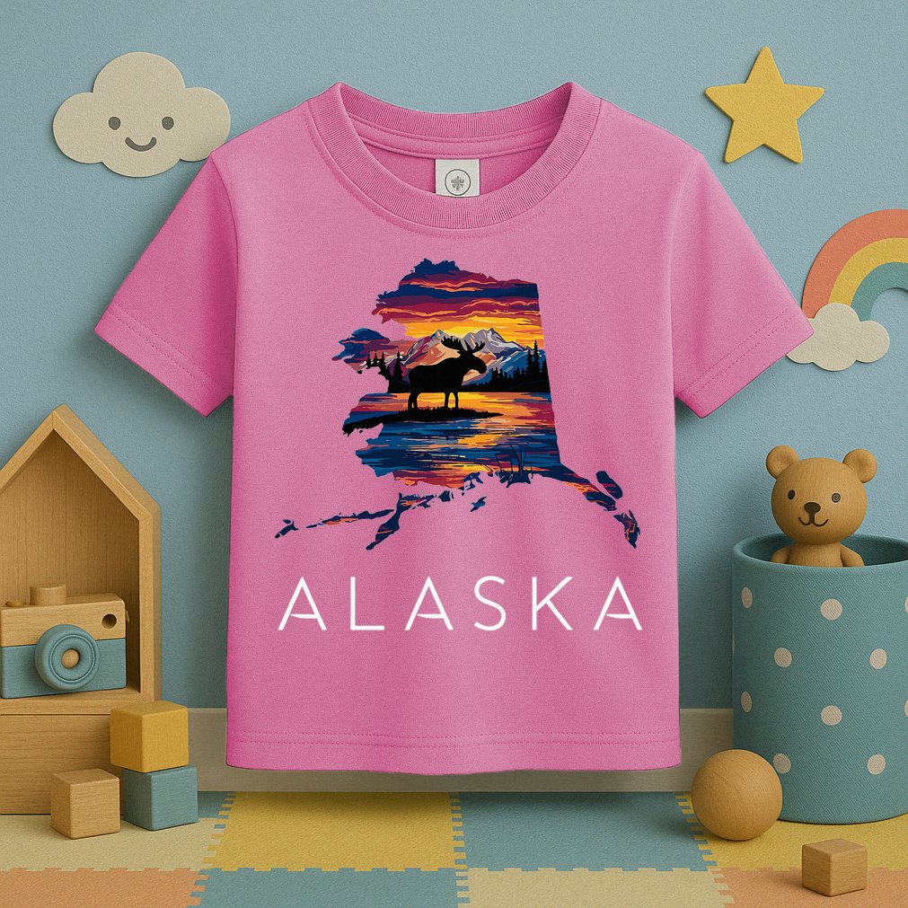 Alaskan Moose Animal Alaska Map Toddler T-Shirt
