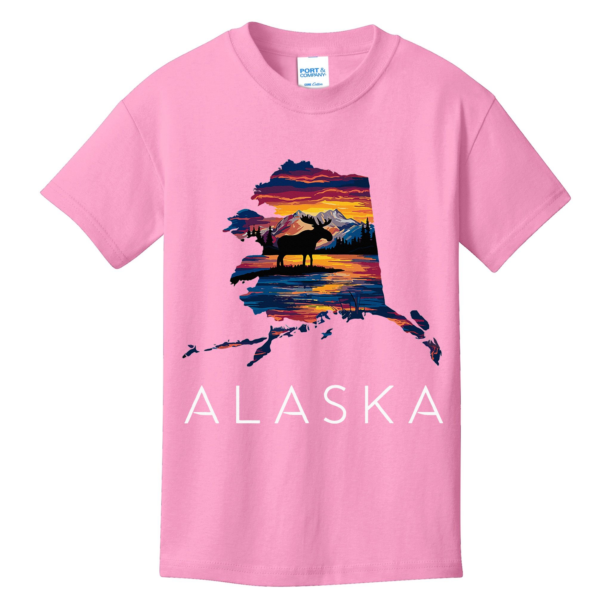 Alaskan Moose Animal Alaska Map Kids T-Shirt