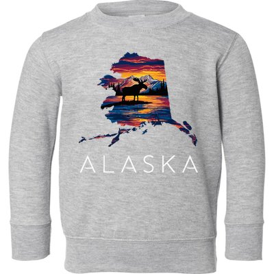 Alaskan Moose Animal Alaska Map Toddler Sweatshirt