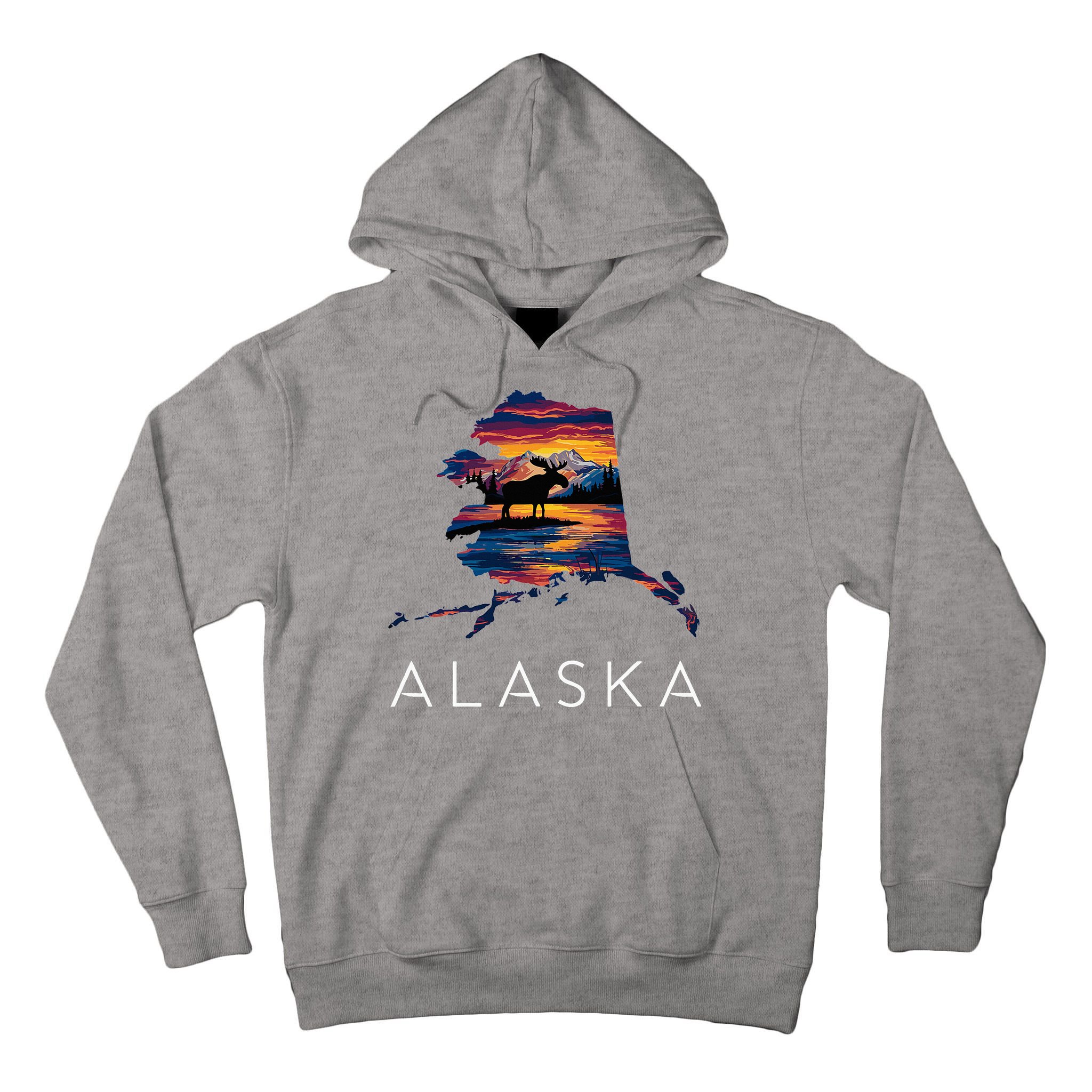 Alaskan Moose Animal Alaska Map Tall Hoodie