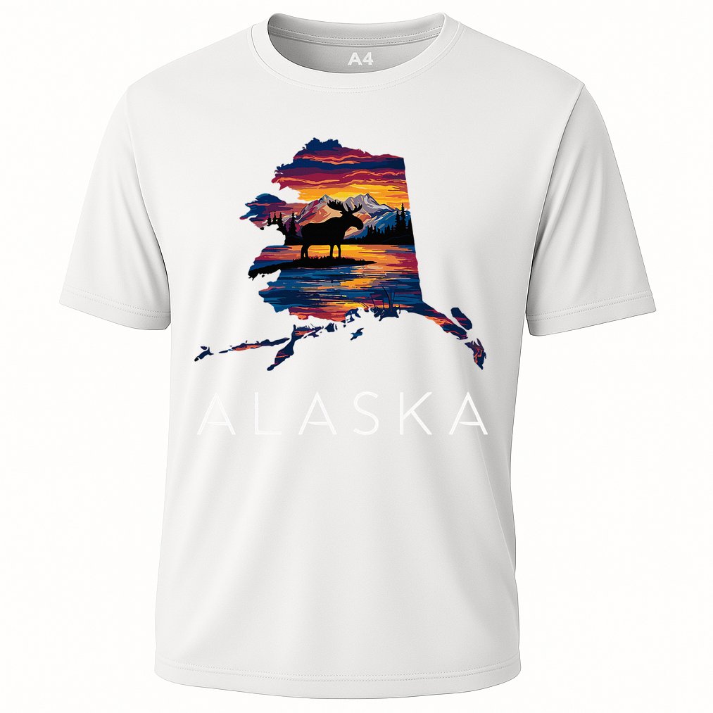 Alaskan Moose Animal Alaska Map Performance Shirt