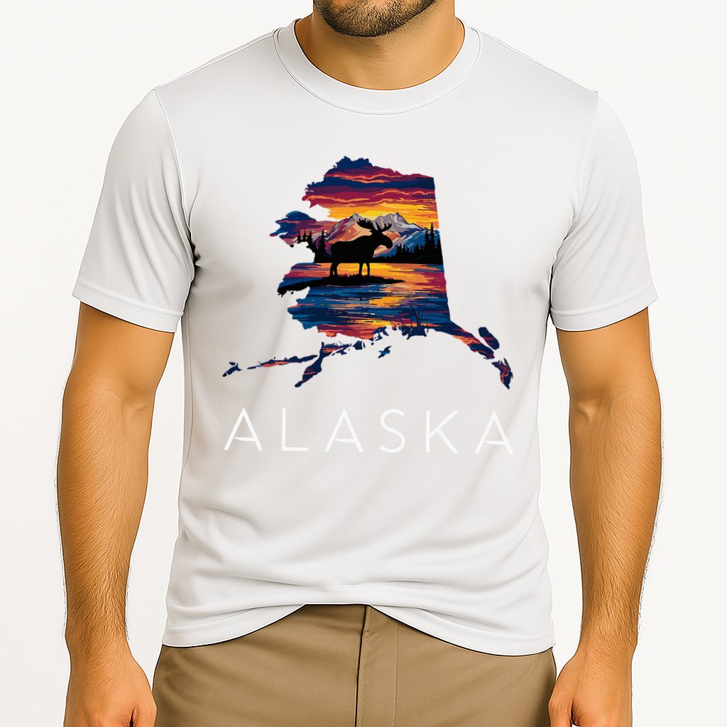 Alaskan Moose Animal Alaska Map Performance Shirt