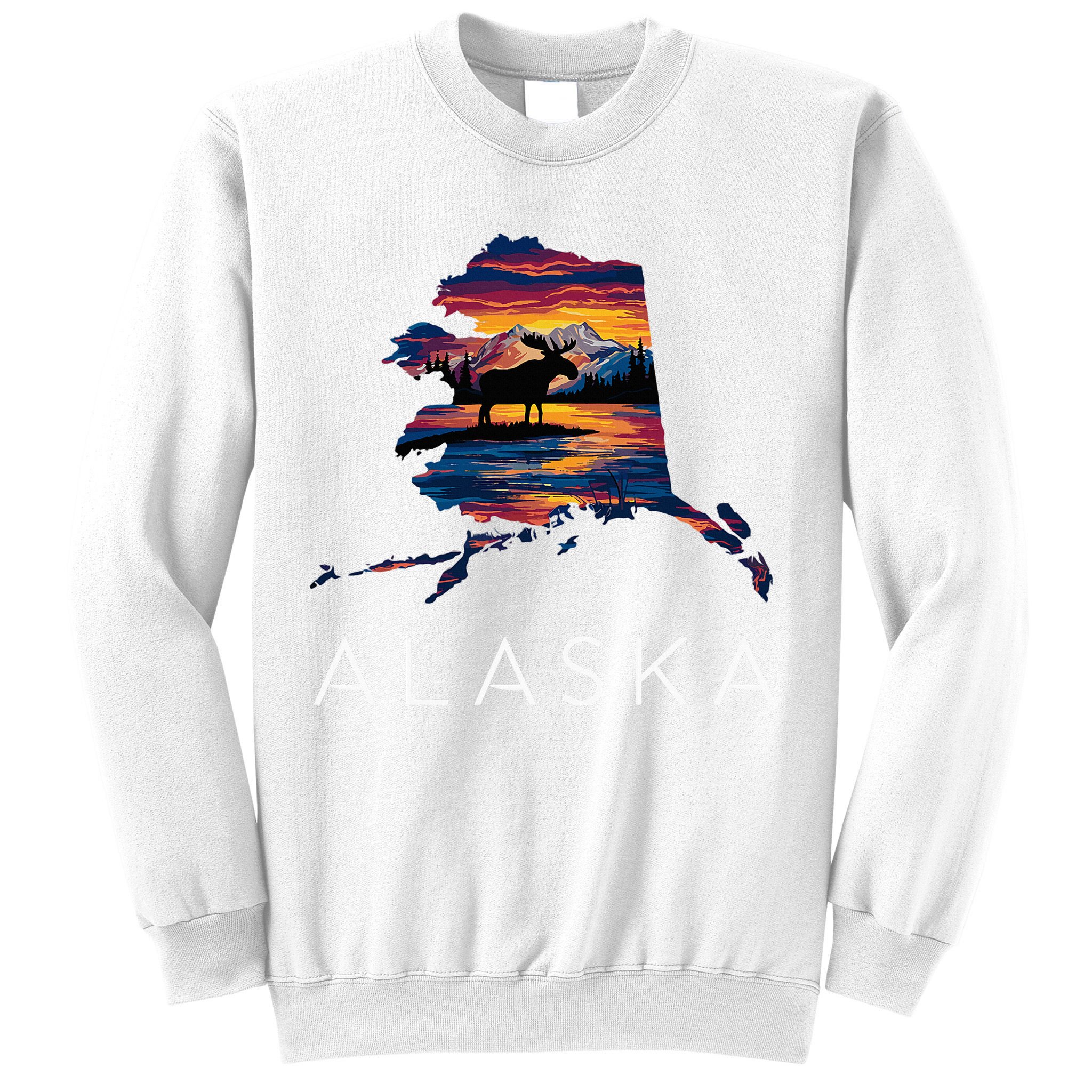 Alaskan Moose Animal Alaska Map Sweatshirt