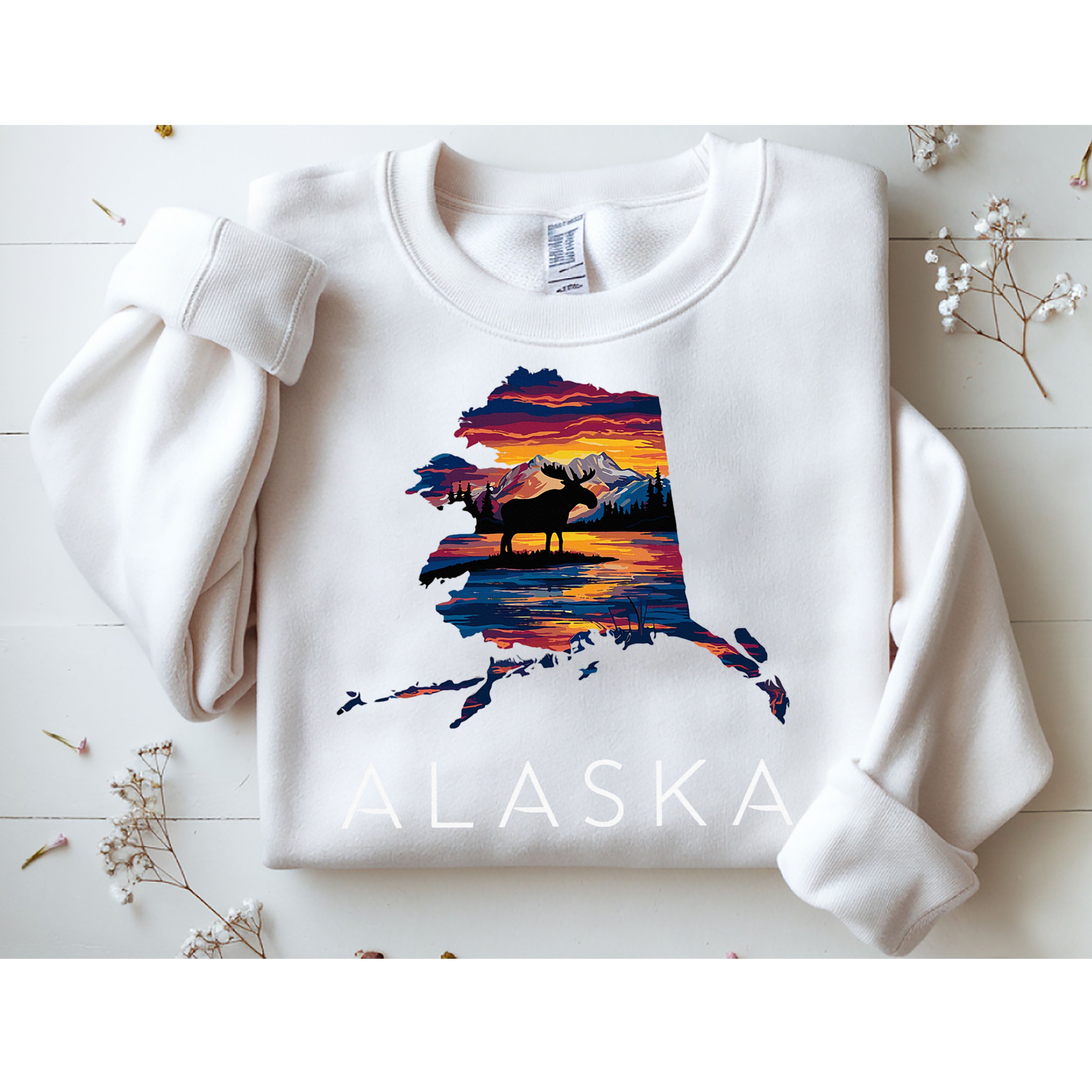 Alaskan Moose Animal Alaska Map Sweatshirt