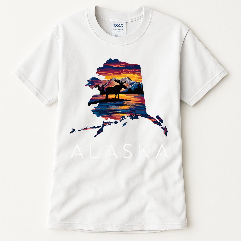 Alaskan Moose Animal Alaska Map Tall T-Shirt