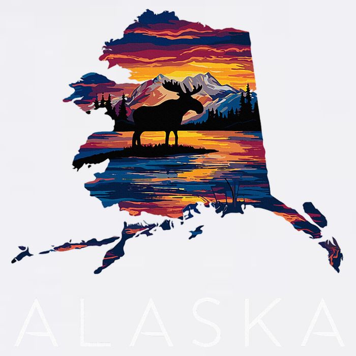 Alaskan Moose Animal Alaska Map Sustainable Bucket Hat
