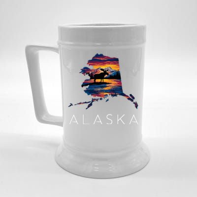 Alaskan Moose Animal Alaska Map Beer Stein