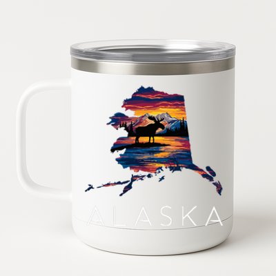 Alaskan Moose Animal Alaska Map 12 oz Stainless Steel Tumbler Cup