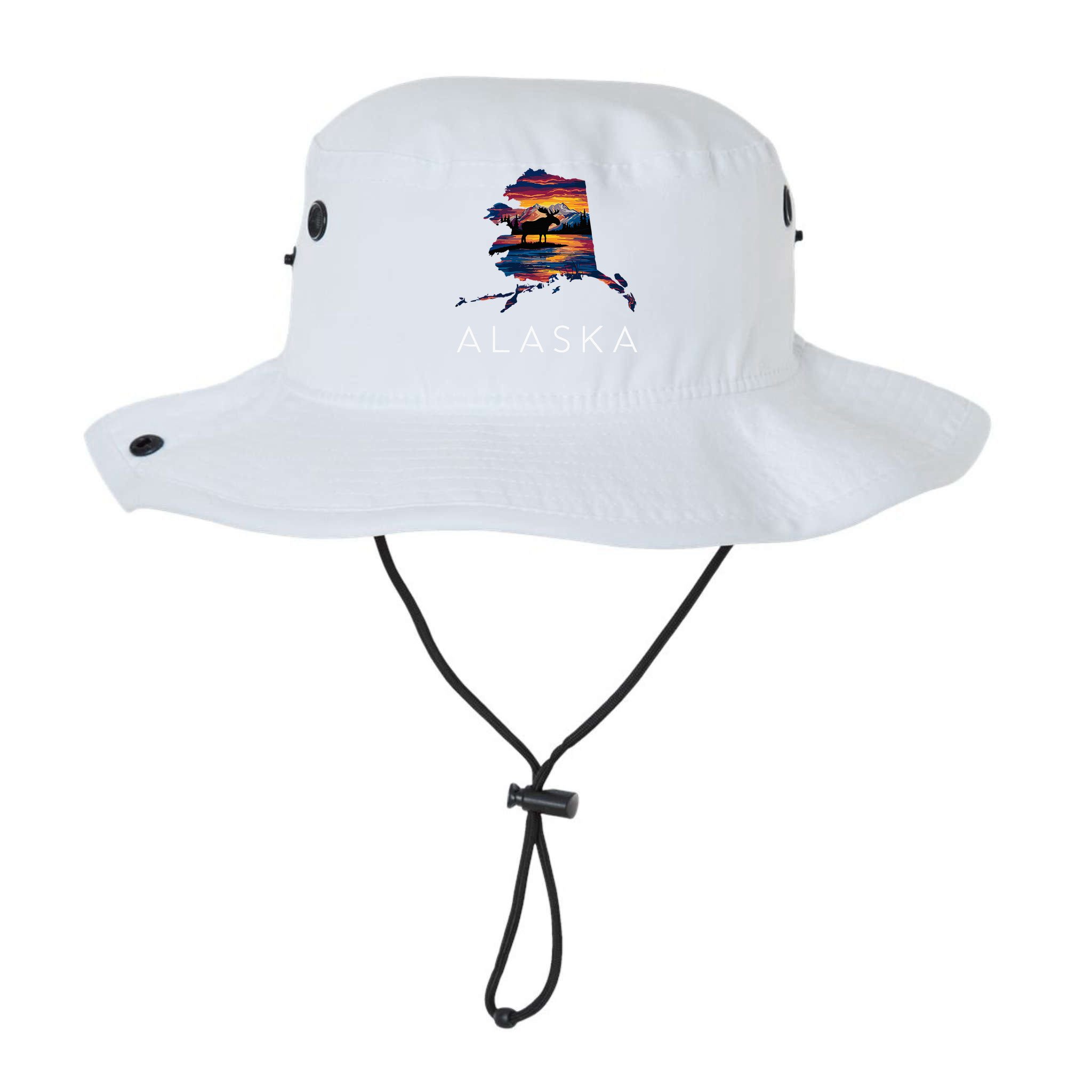Alaskan Moose Animal Alaska Map Bucket Hat