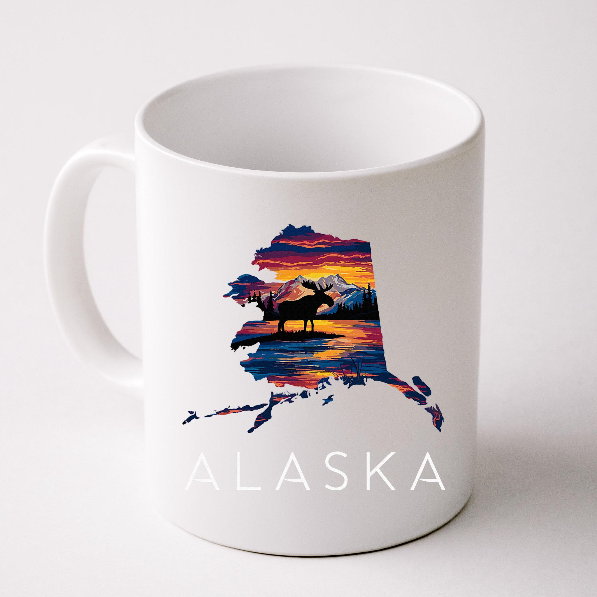Alaskan Moose Animal Alaska Map Mug