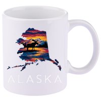 Alaskan Moose Animal Alaska Map 11oz C Handle Ceramic Mug