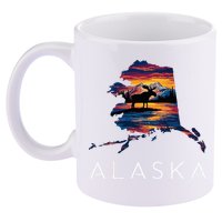 Alaskan Moose Animal Alaska Map 11oz C Handle Ceramic Mug