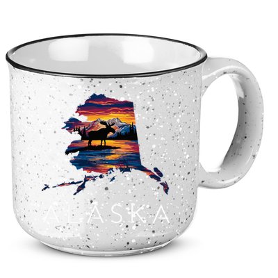 Alaskan Moose Animal Alaska Map 15oz Campfire Ceramic Mug