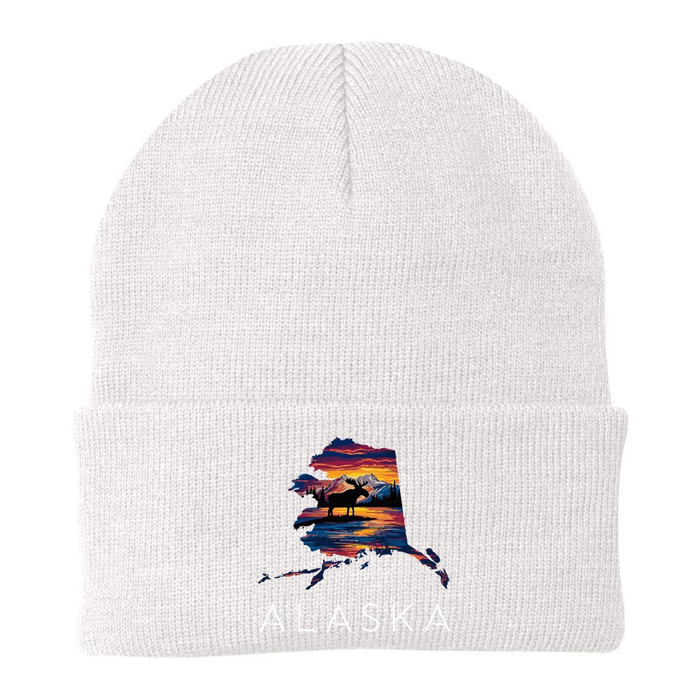 Alaskan Moose Animal Alaska Map Beanie