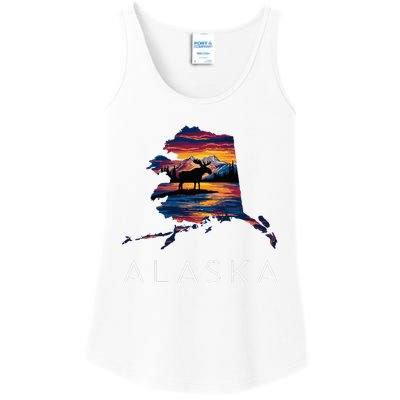 Alaskan Moose Animal Alaska Map Ladies Essential Tank