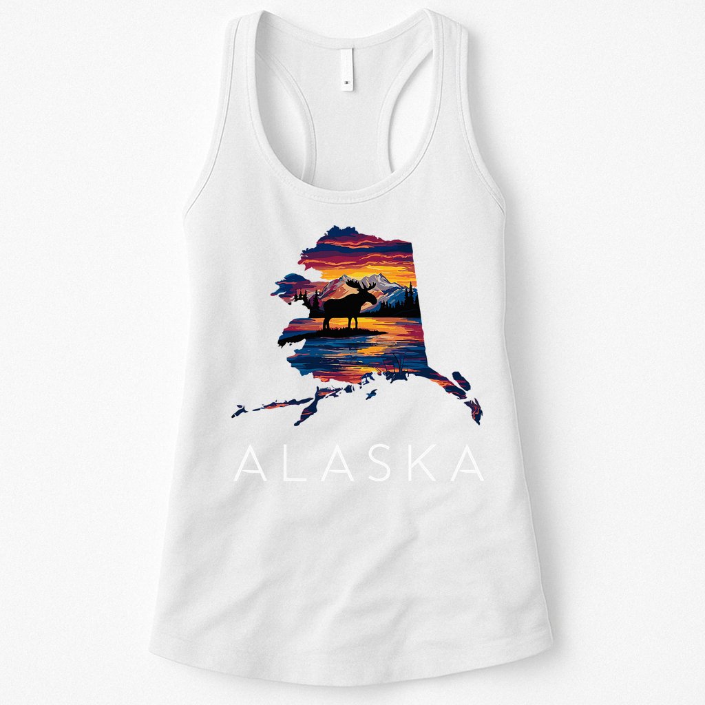 Alaskan Moose Animal Alaska Map Womens Tank Top