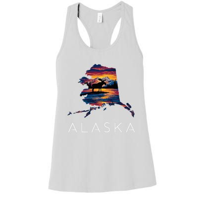 Alaskan Moose Animal Alaska Map Women's Racerback Tank