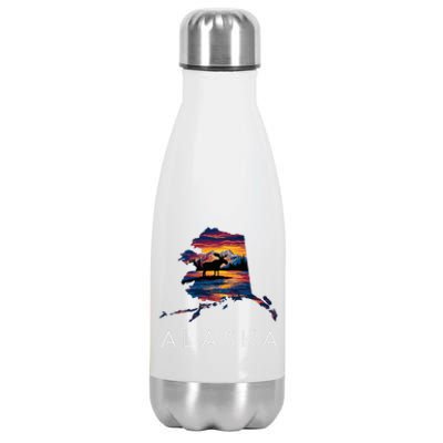 Alaskan Moose Animal Alaska Map Stainless Steel Insulated Water Bottle