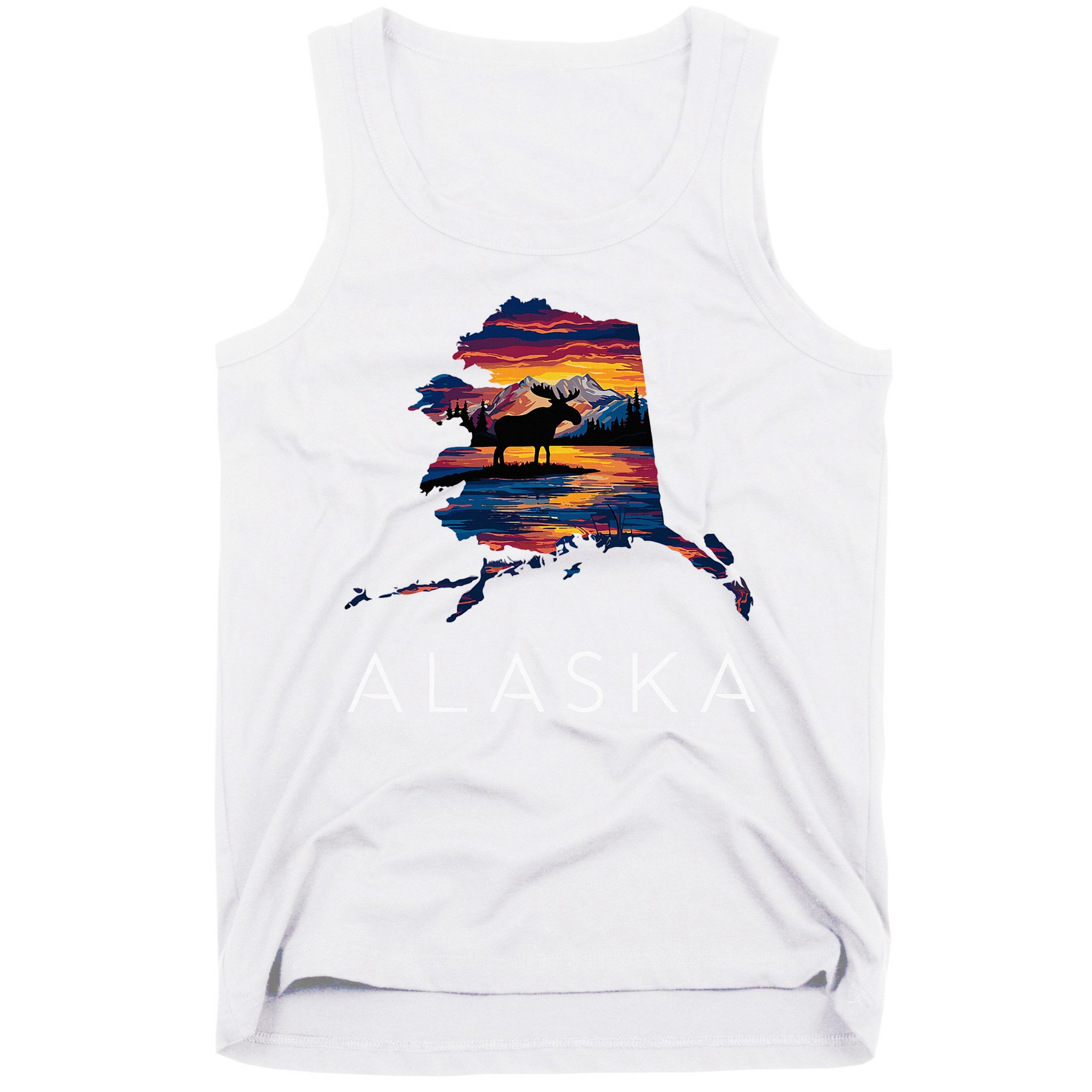 Alaskan Moose Animal Alaska Map Tank Top