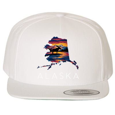 Alaskan Moose Animal Alaska Map Wool Snapback Cap