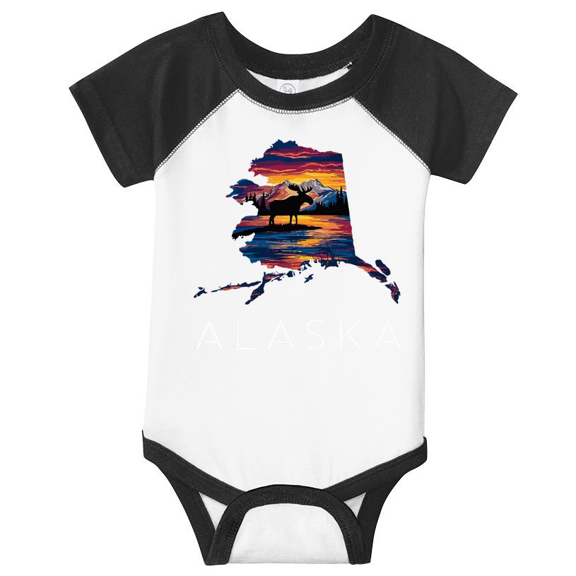 Alaskan Moose Animal Alaska Map Infant Baby Jersey Bodysuit