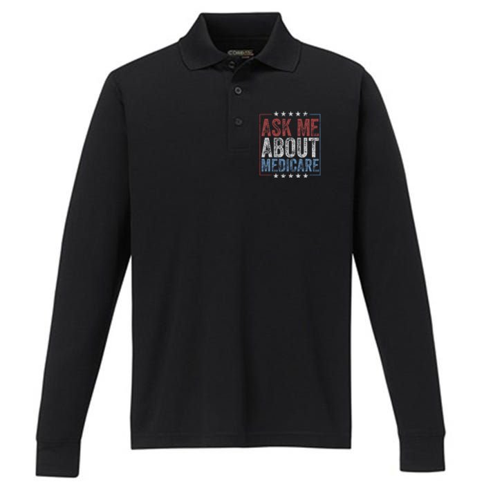 Ask Me About Medicare Performance Long Sleeve Polo