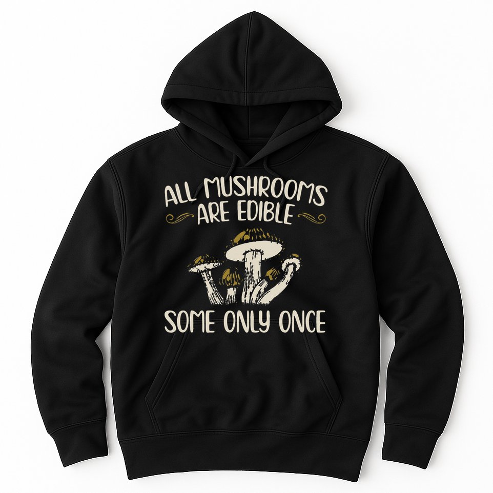 All Mushrooms Are Edible Some Only Once Mushroom Hunting Hoodie
